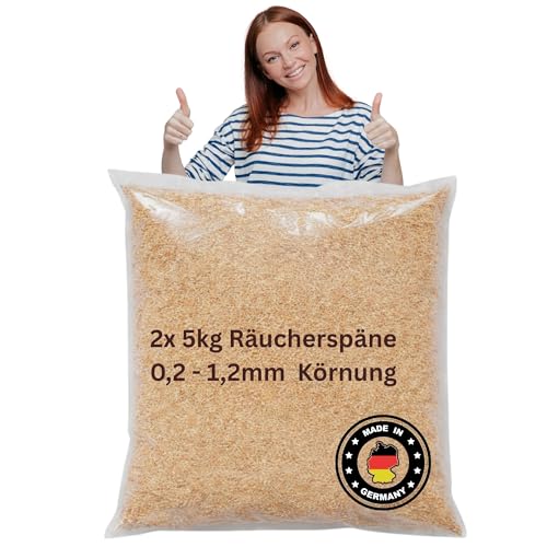 Räucherspäne Buche 500-1000 Körnung 0,2-1,2mm | 10 kg | 100% Buchenholz | Naturbelassen & Rauchstark | Für Fisch, Fleisch & Käse & HLKauf-Block