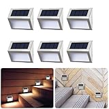 SAMIKAGO ソーラーライト 屋外 IP65 防水 LED 自動点灯/消灯 太陽光パネル 充電 ガーデンライト 玄関 階段 ステップ フェンス 手すり 庭 パティオ (暖色光, ６個セット)