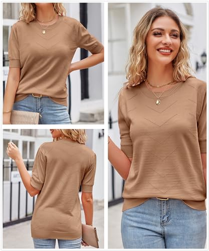 Image of Newshows Women's Sweater Short Sleeve Summer Fall Casual Business Shirts