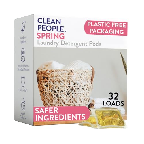 Image of The Clean People Laundry Detergent Pods - Hypoallergenic Laundry Pods - Ultra Concentrated, Recyclable Packaging, Stain Fighting - Spring Scent, 32 Pack