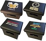 Design BierEx Bierkasten Sitz Bierkastensitz für Bierkiste Hocker schwarz Aufsatz Bierkiste für Stehtisch (Prost)