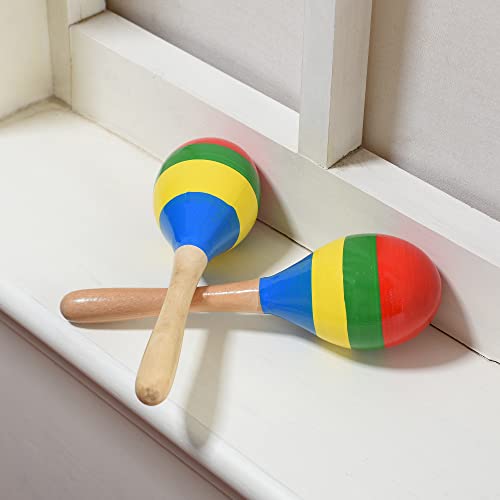 Maracas Hand Percussion Rattles, Wooden Rumba Shaker Musical Instrument for Kids Adults, Set of 2 - Image 6