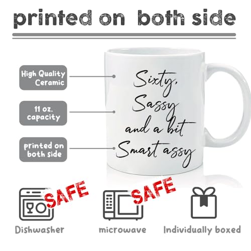 Mug de vidrio blanco clásico para 60 cumpleaños miniatura 2