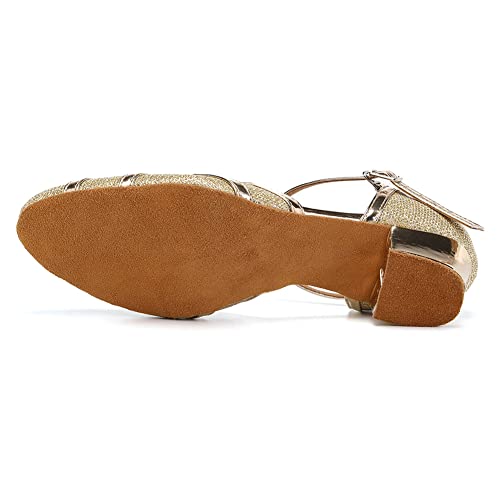 Women PU Ballroom Dancing Shoes Close Toe Latin Salsa Waltz Tango Dance Shoes with T Straps4