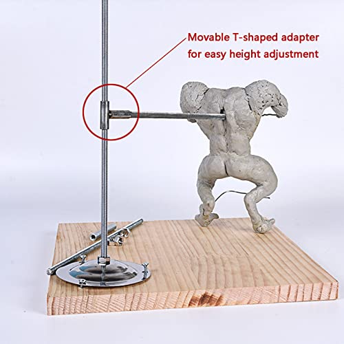 Soporte de arcilla ajustable para esculpir, andamio de escultura de altura ajustable con base de madera y herramientas de tubería de metal para modelado de manualidades
