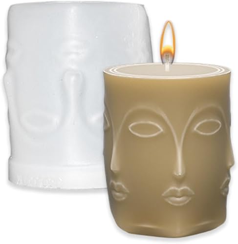 Cestony Moldes de silicona con forma de cara multifacética 3D para velas de bricolaje, pilar de resina, velas de aromaterapia, cera de jabón,