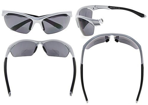Eyekepper TR90 Sports Bifocal Sunglasses Baseball Running Fishing Driving Golf Softball Hiking Half-Rimless Reading Glasses (Pearly Silver - Image 2