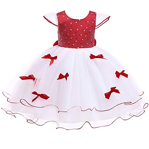 Vestido de princesa para niñas Vestidos para niñas de Pettiskirt para niños Faldas para niños Malla Princesa Vestido para niños para la fiesta de bodas de Navidad ( Color : Rojo , tamaño : 90cm )