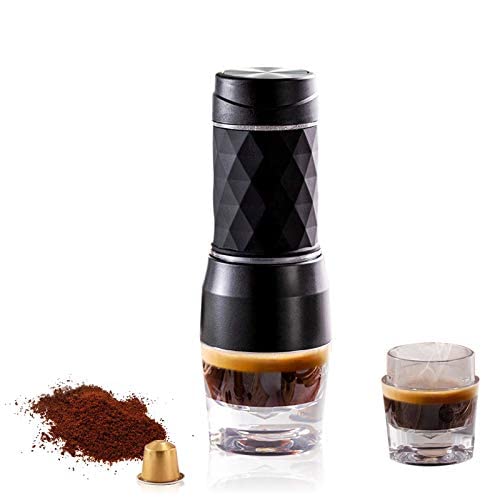 Cafetera de café portátil, máquina de café de viaje, cápsula y café en polvo, cafetera manual para senderismo, camping…