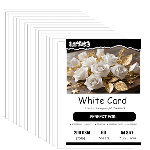60 Blatt Tonpapier Weiß, 200g/m² Tonkarton - DIN A4 Bastelkarton für Malen Kartenherstellung Einladungen Scrapbook Basteln 60 Blatt Tonpapier Weiß, 200g/m² Tonkarton - DIN A4 Bastelkarton für Malen Kartenherstellung Einladungen Scrapbook Basteln