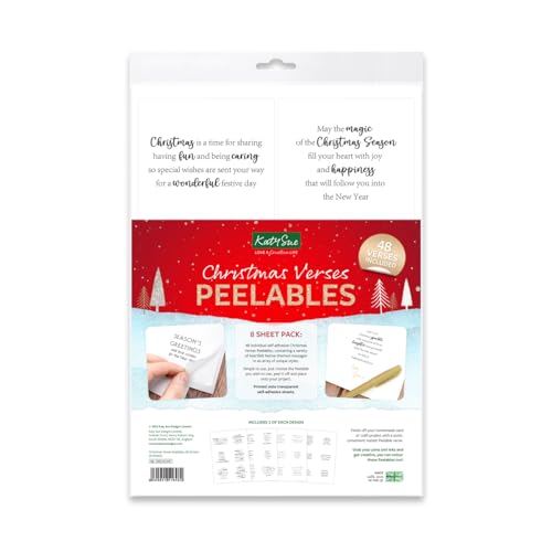 Katy Sue Christmas Verses Peelables Stickers for Christmas Card Making. 48 Peelable Verses &...