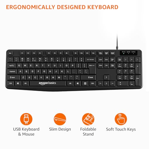 Amazon Basics Wired Keyboard and Mouse Combo l 1200 DPI l for Windows, Mac OS Computer - Image 3