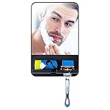 TAILI Fogless Shower Mirror, Anti-Fog with Razor Holder, Suction Shaving Mirror with Storage Tray, Rust-Proof, Shatterproof, Removable for Bathroom, Shower Accessories, Black