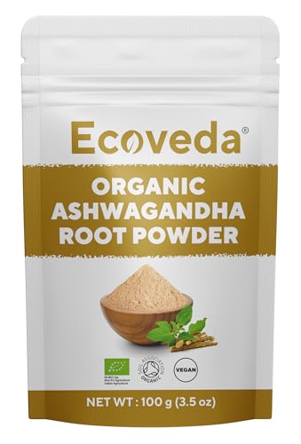 Ecoveda Organic Ashwagandha Root Powder 100 g Pure Withania Somnifera