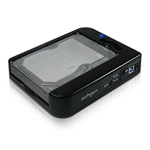 Archgon Unity II MH-3507HUB-UA3 - Base dock para discos duros con conexión SATA (diseño horizontal, aplilable, 3 puertos USB 3.0), color negro