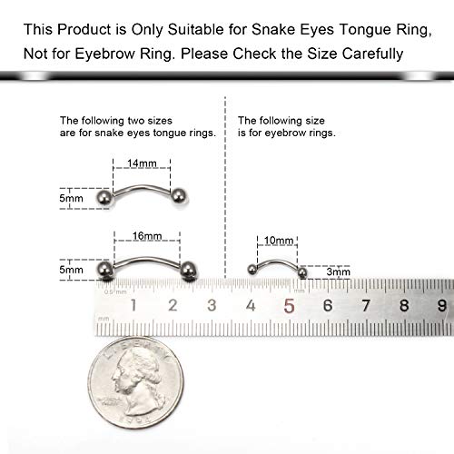 Hoeudjo 48PCS 14G Extra Long Glow in The Dark Snake Eyes Tongue Rings Surgical Steel Curved Barbell Nipplerings Nipple Ring Body Piercing Jewelry for Women Men4