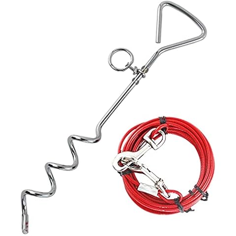 Taylor & Brown Heavy Duty Dog Tie Out Cable with Spiral Ground Stake Sturdy Puppy Pet Dog Stake and Dog Leash for Outdoor, Yard or Camping (10ft (3m)) Cover