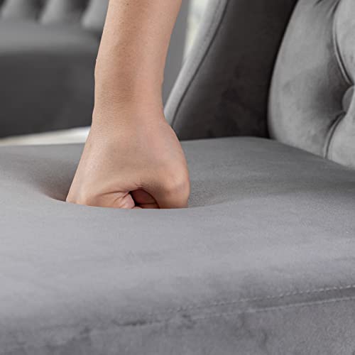 Zhenghao Velvet Dining Chairs Set Of 4 Modern Tufted Accent Chair With High Backs Upholstered Dining Room Chairs Comfy Side Chairs For Kitchen/Bedroom/Restaurant, Dark Grey #TOP3