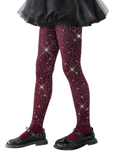 Image of VINICUNCA Girls Sparkle Rhinestone Tights Ultra-Soft Footed Dance Stockings Cospaly Accessories