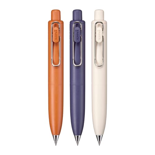 Image of uni one P Retractable Gel Pens, Micro Point (0.5mm), Mandarin, Grape, and Yogurt Barrels, Black Ink, 3 Pack