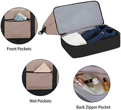 MAXTOP Travel Duffle Bag for Women Carry On Tote Weekender Overnight Bag Large Capacity Duffel Bag With Shoe Compartment ,Gym Tote Bag with Dry and Wet Separation Brown 3 MAXTOP Travel Duffle Bag for Women Carry On Tote Weekender Overnight Bag Large Capacity Duffel Bag With Shoe Compartment ,Gym Tote Bag with Dry and Wet Separation Brown