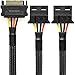 CRJ 15-Pin Male SATA to Dual 4-Pin Female Molex Power Y Splitter Adapter Black Sleeved Cable