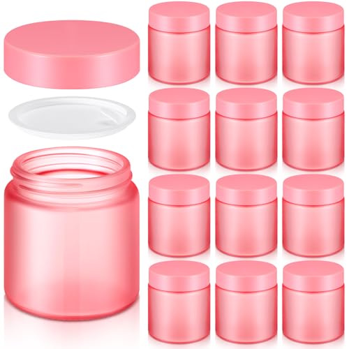 Image of Norme 12 Pcs 4 oz Glass Jars with Lids Cosmetic Jars, Pink