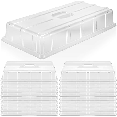 Vesici 20 Pcs Humidity Dome 3.6 Tall Extra Strength Plastic Clear 1020 Seed Starting Tray Covers Humidifying and Insulating Garden Plant Dome Growing Trays Cover for Greenhouse Germination Growing