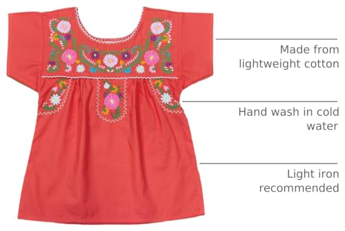 Image of unik Girls Cotton Embroidered Floral Blouse for Birthdays, Cultural Events, Cinco De Mayo