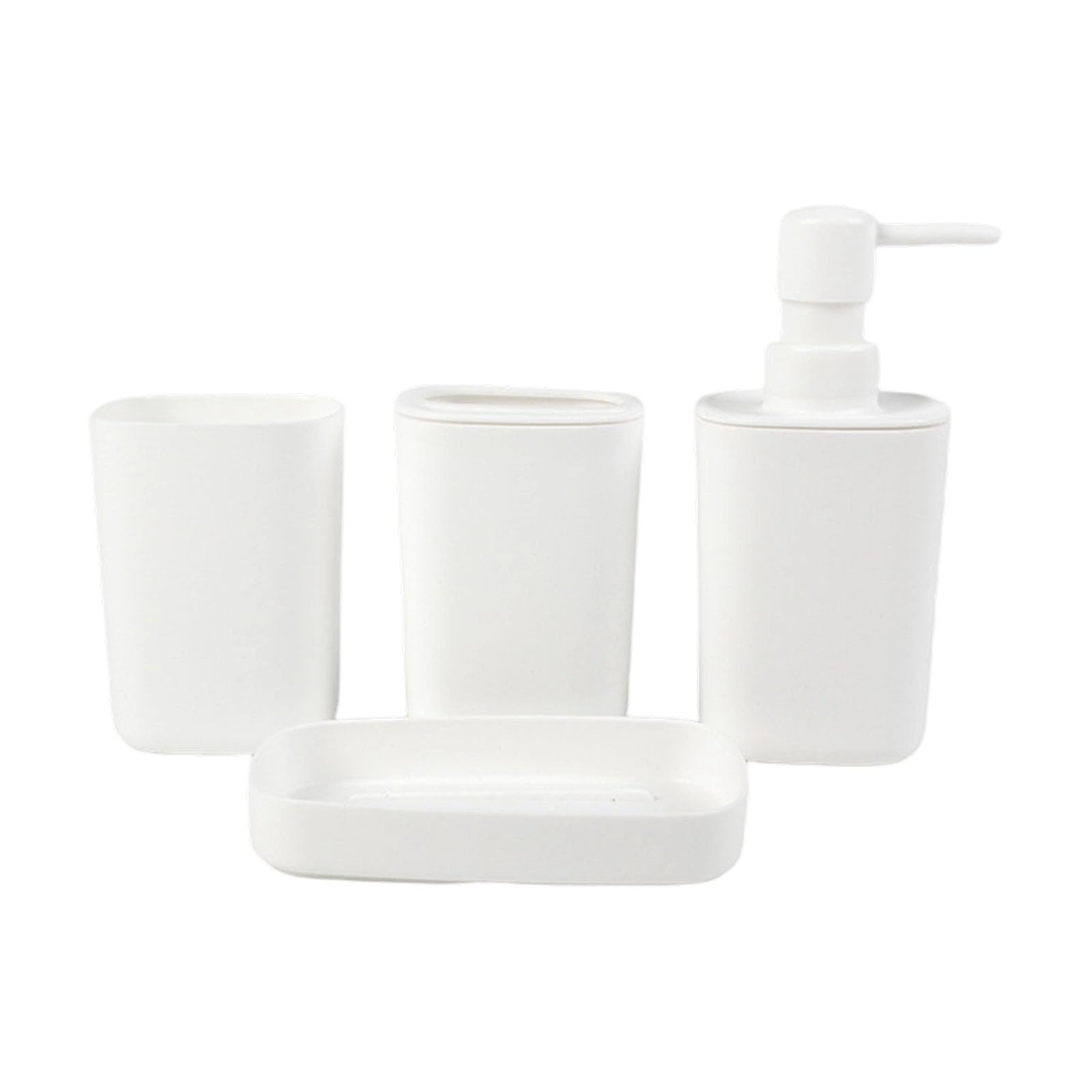 Tsophreniq Space Efficient Bathroom 4 Piece Squeeze Bottle Toothbrush Rack Cup Construction Square Cup Toothbrush