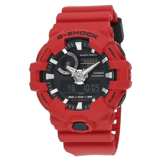 Casio Relógio masculino G-shock Ana Digi Red, resistente à água de 200 metros com dia e data GA-700-4A, Vermelho, Tendência