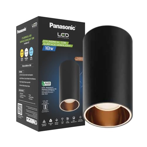 Image of Panasonic 18W Cylindrical Surface Spot Light, Rose Gold Reflector, Ceiling Light for Home with Rose Gold Reflector (Natural White - PDSM02184)