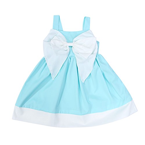 Vestido de verão com laço e saia com estampa de vestidos de cor pura Diamondo, 4-5Y
