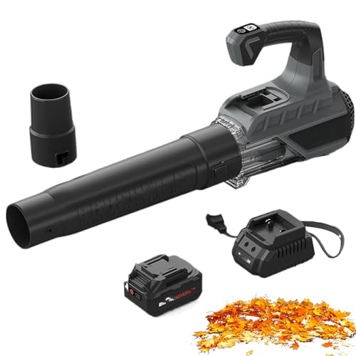 Soplador De Hojas Inalámbrico, Aspirador Y Trituradora Eléctrico De Jardín De 18300 RPM con Baterías De Litio De 1/2 4000 Mah Y Cargador, 2 Velocidades, para Soplar Hojas, Jardín, 1 Battery 1 Charger