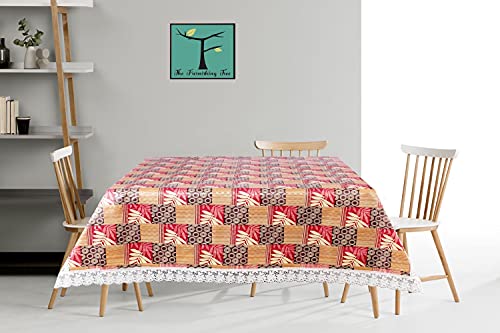 Image of The Furnishing Tree Waterproof Square Shaped 4 Seater Printed Center Table Cover Size 48x48 inches with White Border Lace