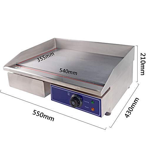 TAIMIKO Commercial Electric Griddle Flat Top Grill HotPlate Stainless Steel Thermostatic Control 2000W 22" - Thumbnail 6