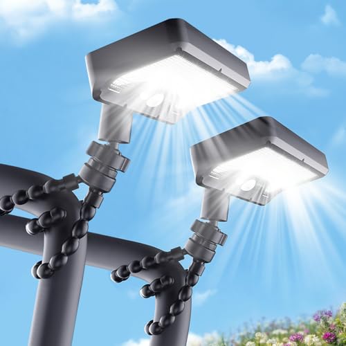 Lasola ソーラーライト 屋外 IP65防水 ソーラー 人感センサーライト フレキシブル三脚付 & 360度調整ランプ USB充電可 3つ知能モード 600ルーメン超高輝度 自動点灯/消灯 照明 カーポート/ガーデン/フェンス/ベランダ/玄関/廊下/庭/駐車場/停電時適用 地震/台風/防災に対応 (2個)