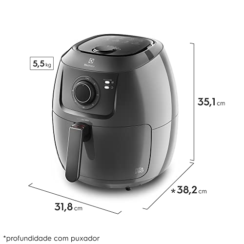 Fritadeira Elétrica sem oleo Electrolux Airfryer 5L 8 receitas pré-sugeridas desligamento automatico