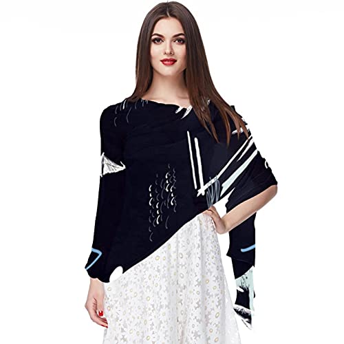 WJJSXKA Écharpes pour femmes Foulards de mode légers Imprimer Écharpe à motif floral Châle Wraps, motif de bateau à voile de noix de coco d'été