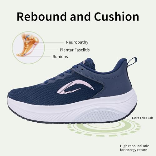 Image of Wide Toe Box Shoes Women Arch Support Walking Shoes for Plantar Fasciitis Wide Width Orthotic Tennis Sneakers