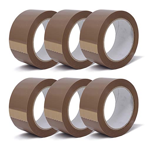 gws Paket-Klebeband 6 Rollen PVC Kräftiges Verpackungsband für schwere Pakete Sehr hohe Reissfestigkeit, leicht & leise abrollend Länge: 66 m Breite: 50 mm Dicke: 64 μm - braun