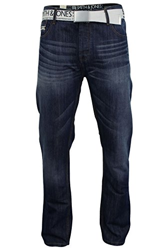 Smith & Jones - Pantalones vaqueros para hombre, diseño de furio Color azul. 32W x 32L