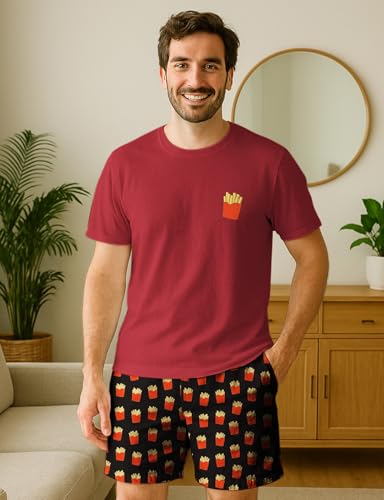 Image of Yoimira Mens Soft Pajama Set Short /Long Sleeve 2 Piece PJs with Pockets | Men's short /long sleeve pajama set, soft 2 piece PJs with pockets for sleepwear, loungewear, relaxing at home and nightwear