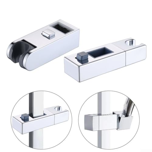Miniatura 4 de Soporte Universal De Barra Deslizante Para Ducha Cromada 30 X 15 Mm, 30 X 18 Mm - Ajustable Para Tubo Cuadrado