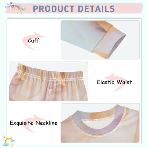 senya Pajama Set Golden Waves Pink Marble 2 Piece Pjs Set Fit Basic Cotton Sleepwear for Daily-18M4