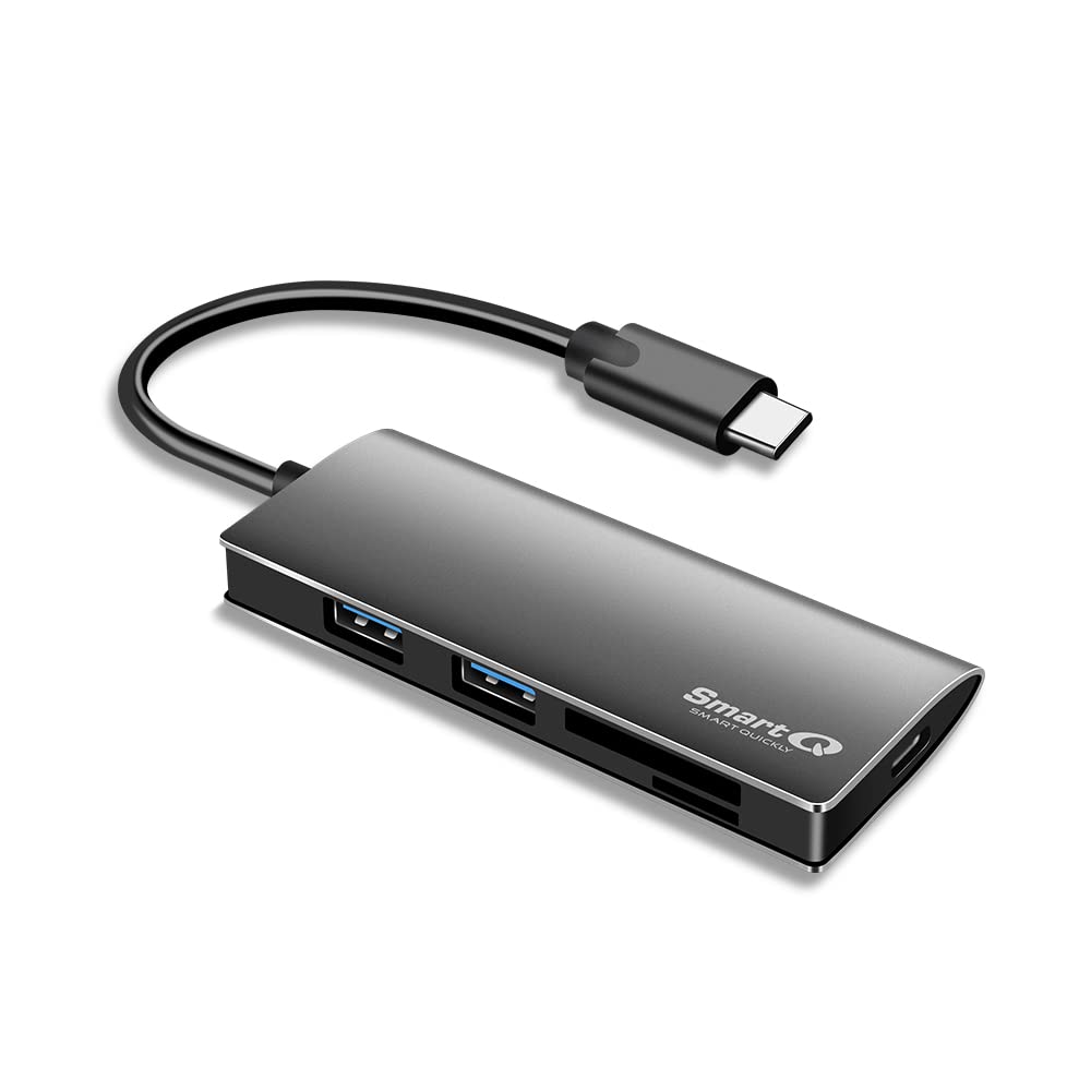 SmartQ USB Reader Aluminum 2-in-1 USB A Hub microSD and SD Card Reader USB 3 0 - Compatible