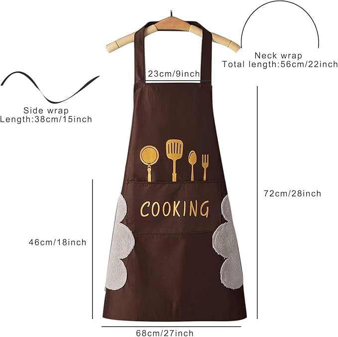 Image of HROY Kitchen Apron for Women & Men with Pocket & Side Towel