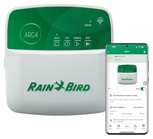 Rain Bird ARC4 App-Based Indoor Smart Irrigation WiFi Timer/Controller, 4-Zone/Station, EPA WaterSense Certified, Compatible with Alexa, Indoor 4-Station