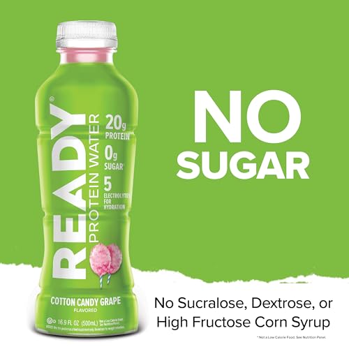 Image of Ready Clear Protein Water, Cotton Candy Grape, 20g Protein Isolate, 12 Pack | 0 sugar, Low-calorie sports drink with electrolytes & essential amino acids for hydration & recovery; 16.9 fl oz