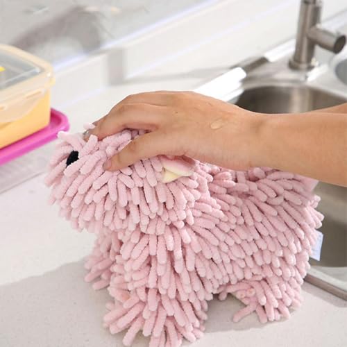 Toalla de mano para baño con dibujos animados, tejido absorbente multiusos de hogar 6